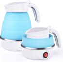 Foldable Electric Kettle, Camping Kettle, Mini Travel Kettle, Silicone Electric Water Boiler, Tea, Coffee Kettle, Collapsible Kettle With Separable Power Cord For Outdoor Hiking Camping, Blue