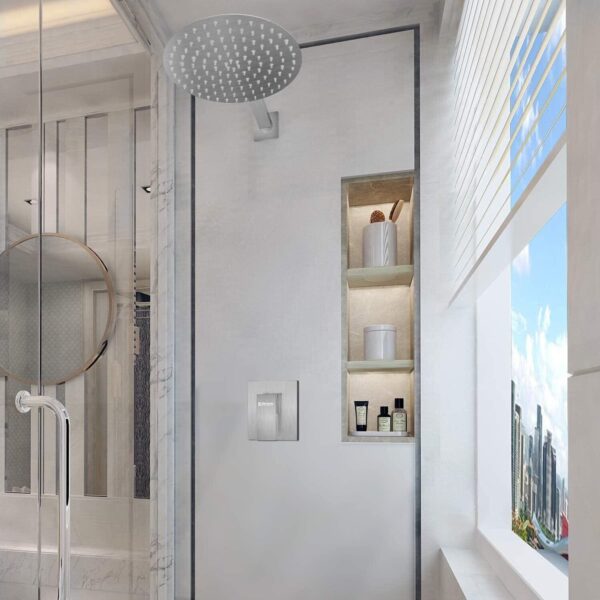 8 Round Shower Head Chrome Stainless Steel Rainfall Overhead Bathroom Large UK - Image 8