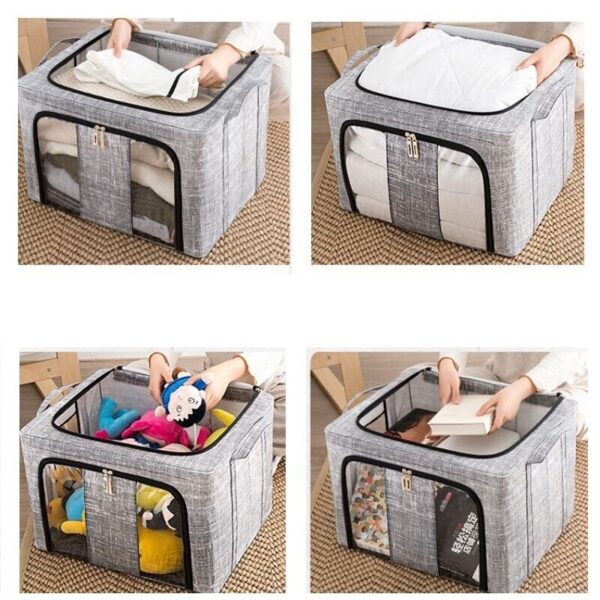 3PC 66L Clothes Storage Bags Zipped Organizer Underbed Wardrobe Cube Closet Box - Image 2