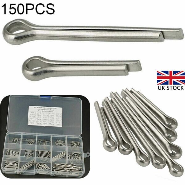 UK 150Pcs Split-Pins   Split Cotter Pins Stainless Steel A2 Marine Grade   304 - Image 4