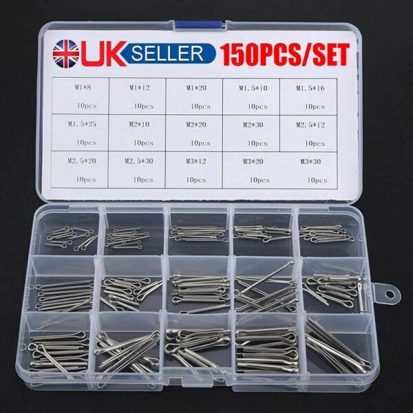 UK 150Pcs Split-Pins   Split Cotter Pins Stainless Steel A2 Marine Grade   304 - Image 7