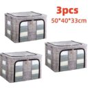 3PC 66L Clothes Storage Bags Zipped Organizer Underbed Wardrobe Cube Closet Box