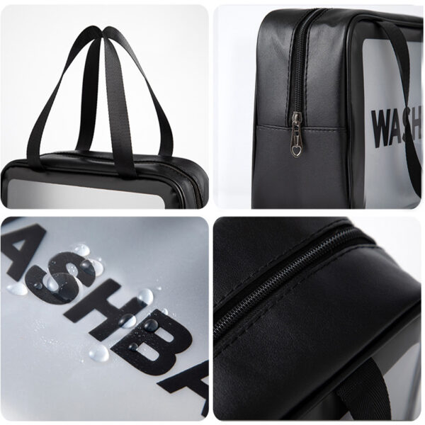 3 Size Clear Travel Wash Bag Set Cosmetic Toiletry Transparent Wash Pouch - Black - Image 3