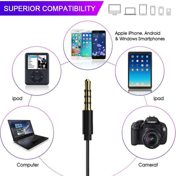 Clip-on Lapel Mini Lavalier 3.5mm Mic Microphone for Mobile Phone PC Recording - Image 4