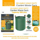 Large Garden Waste Bags with Zipper Leaf Waste Sacks with Handles Foldable and Reusable Green - 300 L