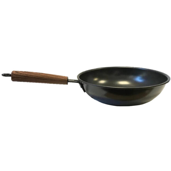32 cm Non-stick Frying Pan Cast Iron Skillet Dishwasher Safe with Wooden Handle - Image 2