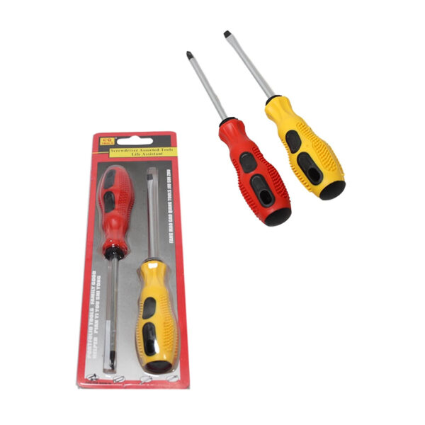 Assorted 2 Types Screwdriver Set Slotted and Cross Slot Screwdriver Set 15cm - Image 2