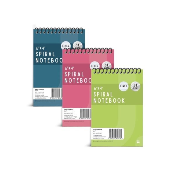 Spiral Notebook 6 x 4 inch Pack of 3 - Random Colour - Image 2
