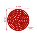 8 inch Reusable Air Fryer Liners Non-Stick Silicone Pad Mat Basket Round - Red