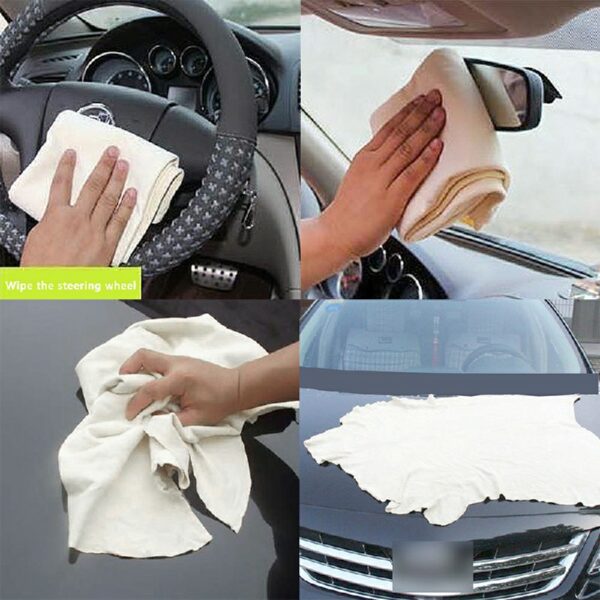 Large Natural Suede Leather Car Cleaning Cloth Absorbent Drying Towel - Image 2