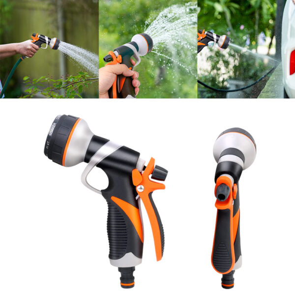 8 Patterns High Pressure Water Spray Gun Garden Hose Nozzle for Lawn Watering and Car Wash - Image 4
