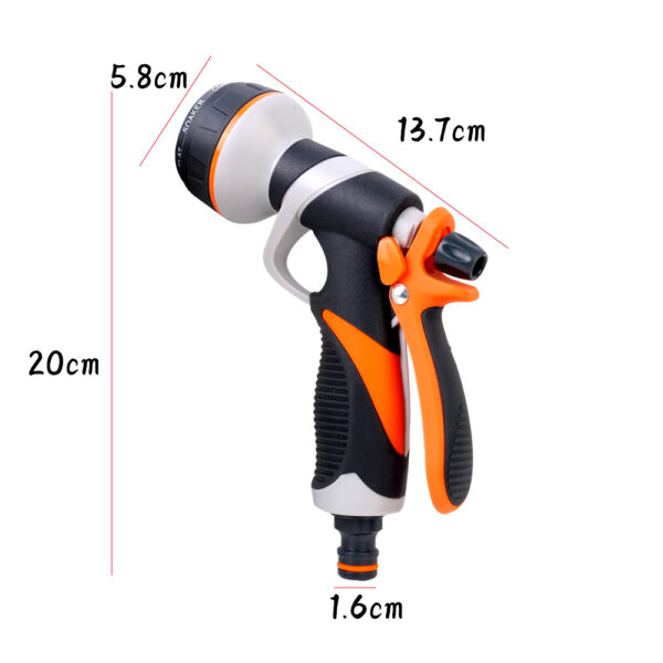 8 Patterns High Pressure Water Spray Gun Garden Hose Nozzle for Lawn Watering and Car Wash - Image 5
