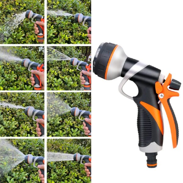 8 Patterns High Pressure Water Spray Gun Garden Hose Nozzle for Lawn Watering and Car Wash - Image 2