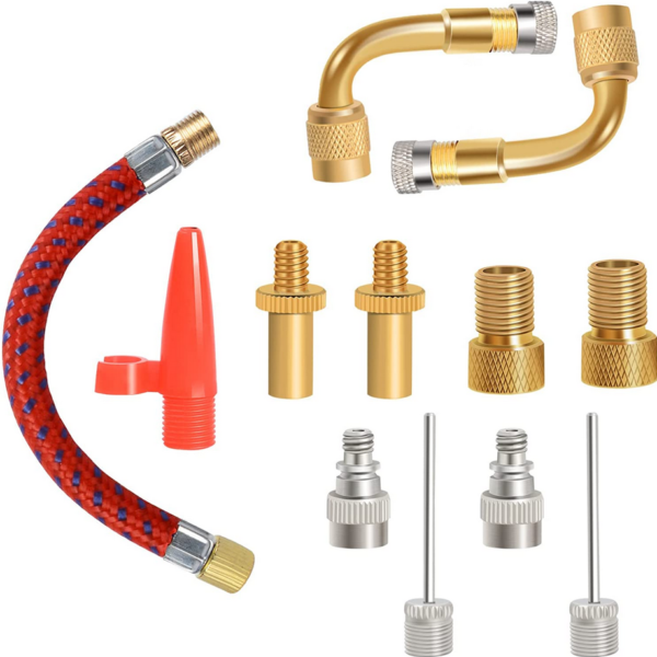 12Pcs Valve Converter Set Brass Bike Valve Adapter Schrader Valve