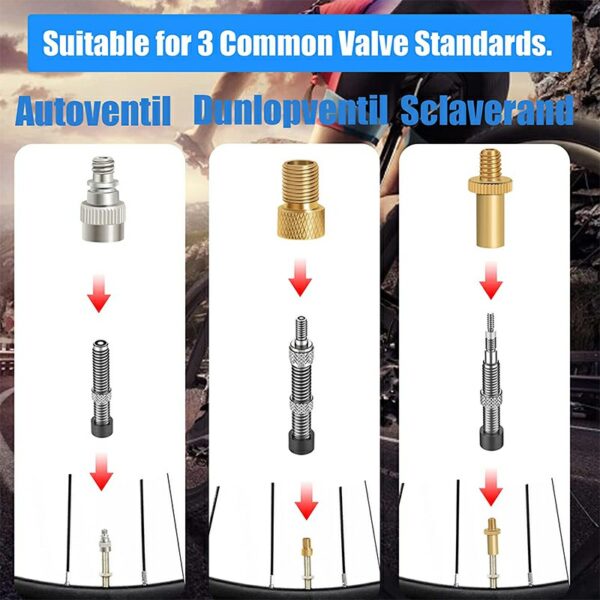 12Pcs Valve Converter Set Brass Bike Valve Adapter Schrader Valve - Image 3