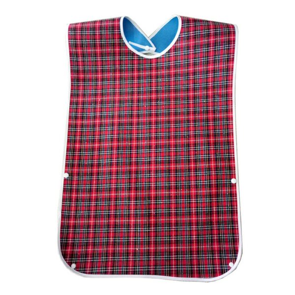 Adult Elderly Disable Mealtime Bib Clothing Protector Large Apron Waterproof - Red