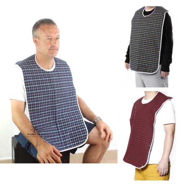 Adult Elderly Disable Mealtime Bib Clothing Protector Large Apron Waterproof - Red - Image 2