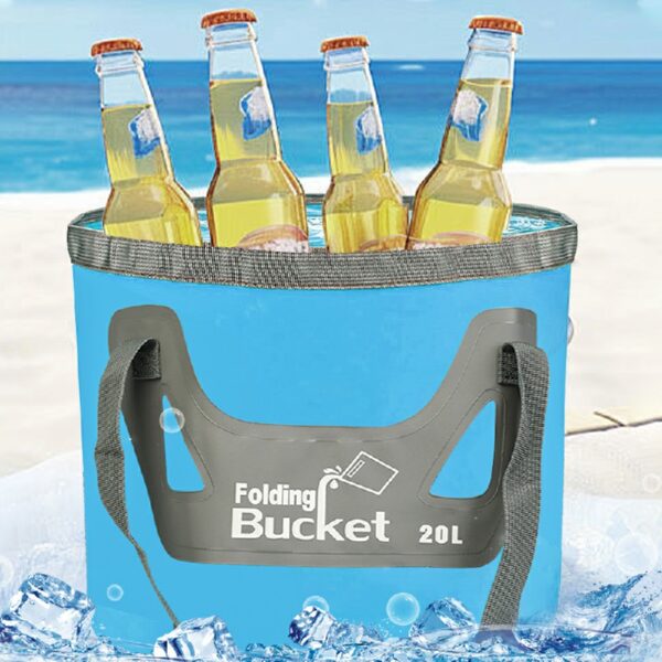 20L Foldable Water Bucket Collapsible Water Storage Container Wash Basin for Outdoor Camping - Blue - Image 2