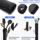 120cm Cable Tidy Zip Sleeve for PC/TV Wire Management Organisers Cable Cover Protector - Black