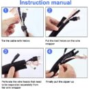 120cm Cable Tidy Zip Sleeve for PC/TV Wire Management Organisers Cable Cover Protector - Black