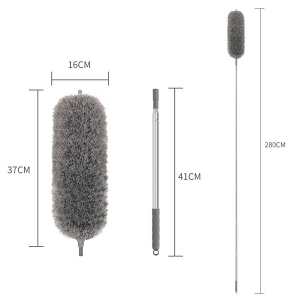 Extendable Feather Duster Long Duster Magic Cobweb Duster Brush - Grey - Image 3