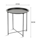 Folding Side Table Round Metal Tray Top Portable Coffee Table Night Stand - Black