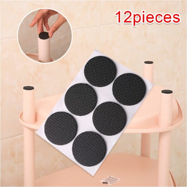 Non Slip Self Adhesive Floor Protectors Chair Leg Pads Table Rubber Feet Pads - Round 12 pcs - Image 2