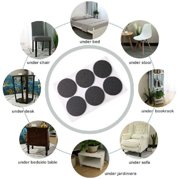 Non Slip Self Adhesive Floor Protectors Chair Leg Pads Table Rubber Feet Pads - Round 12 pcs - Image 3