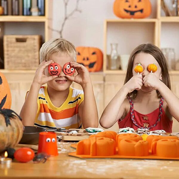 Silicone Cake Chocolate Mould Pumpkin Ghost Face Bat Skull Pattern for Halloween Making Soap Candle Craft - Image 2