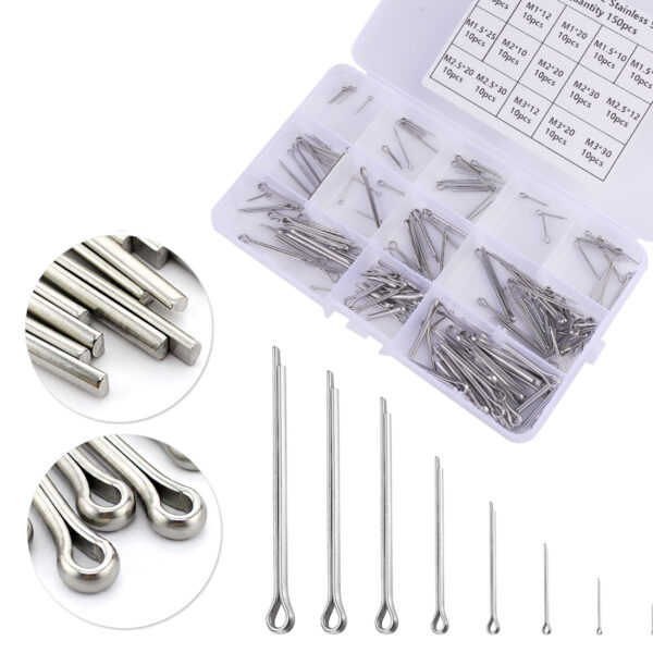 150 pcs Stainess Steel Split Cotter Pins Assortment Kit - Image 3