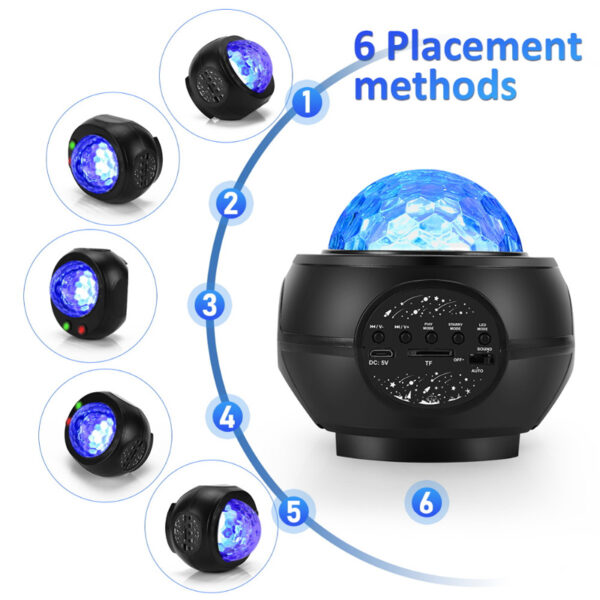 LED Galaxy Projector Starry Music Night Light Star Sky Projection Lamp for Party - Black - Image 2