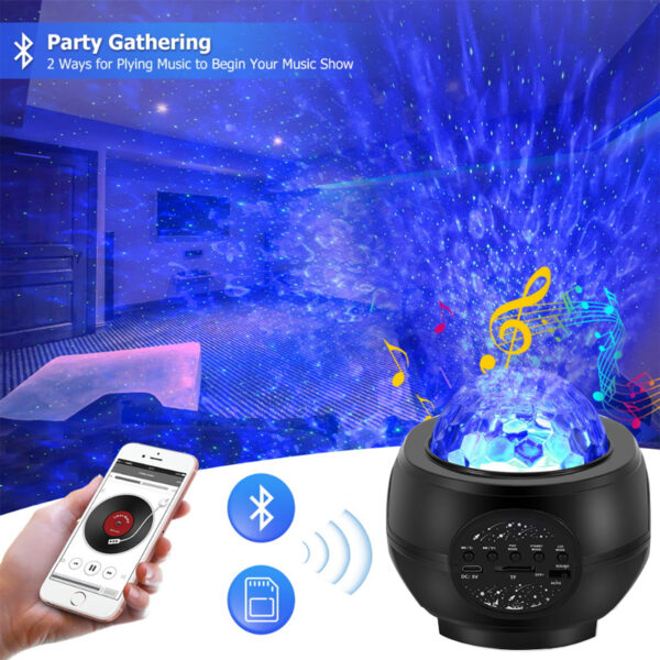 LED Galaxy Projector Starry Music Night Light Star Sky Projection Lamp for Party - Black - Image 3