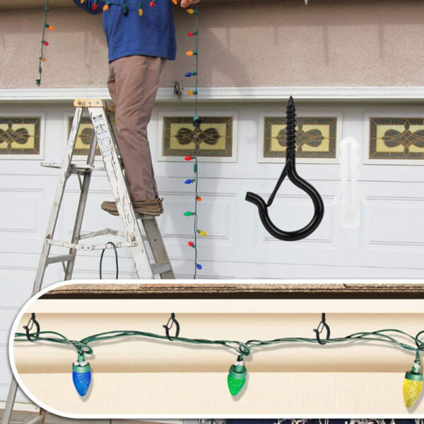 Pack of 20 Q-Hanger Metal Screw Hook Buckle for Christmas Lights Hanger Hooks Easy Release - Image 4