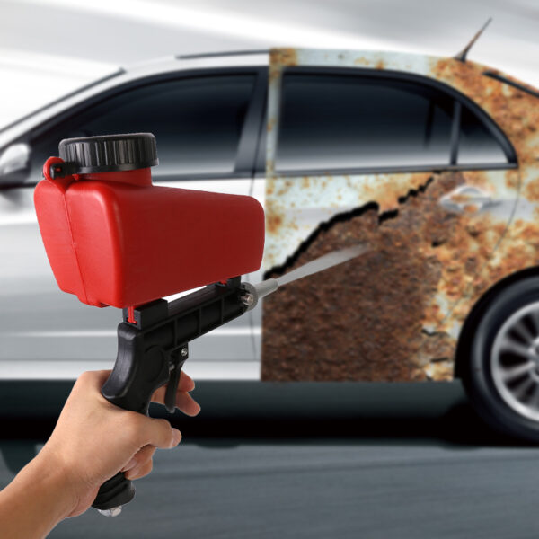 Air Sandblasting Gun Compressor Handheld Sand Blaster Shot for Remove Stains Rust and Clean Surfaces - Black + Red - Image 2