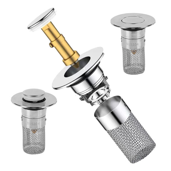 2 Pack Bathroom Sink Stopper Stainless Steel Sink Filter Plugs Plugs Pop Up Drain Stoppers for Wash Basins Bathroom Kitchen Sink - Image 3