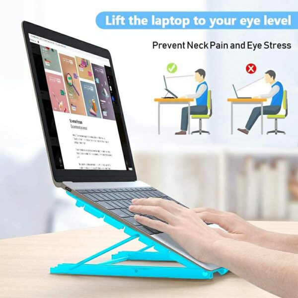 Adjustable Laptop Stand Folding Portable Mesh Desktop iPad Holder Office Support - Blue - Image 2