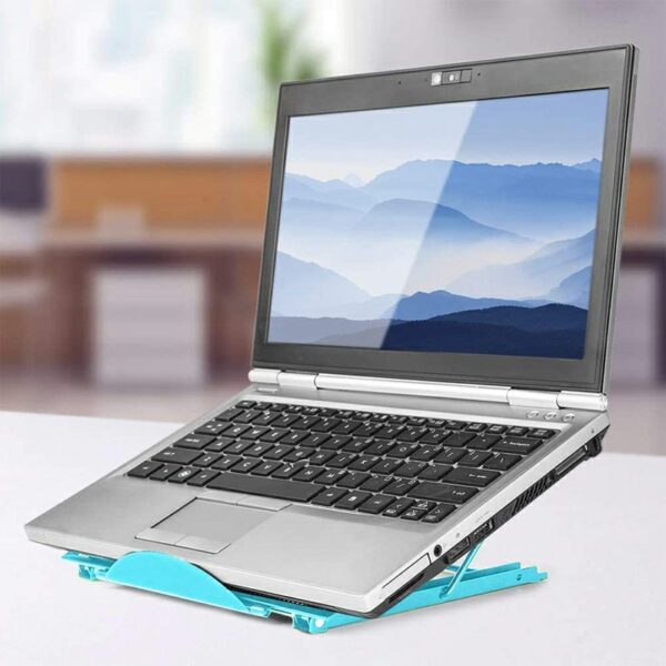 Adjustable Laptop Stand Folding Portable Mesh Desktop iPad Holder Office Support - Blue - Image 4