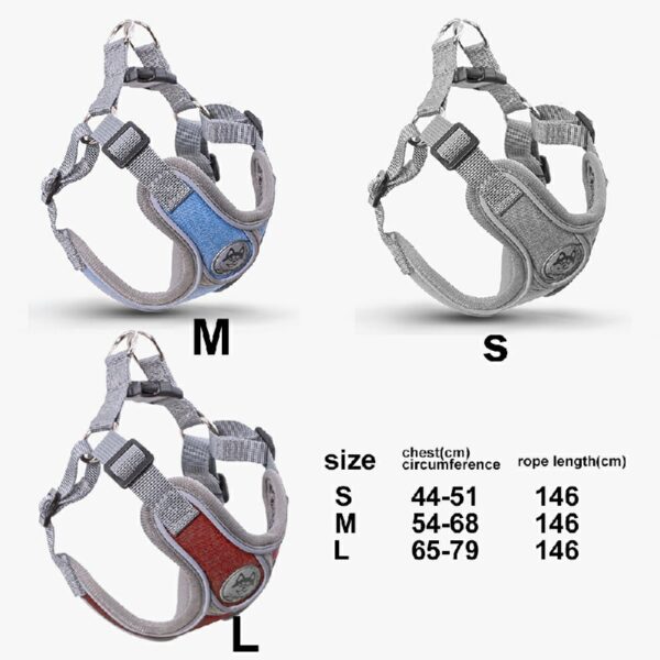 Adjustable and Breathable Dog Pet Harness Vest Padded Safety Puppy Leash Set - Red L - Image 3