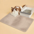 Double Layer Cat Litter Mat Non Slip Cat Litter Trapper Washable Pad for Cats Litter Box Paw Clean - Khaki