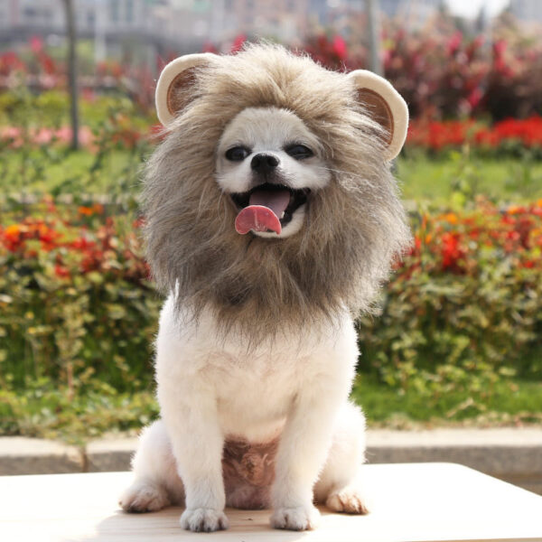 Pet Costume Brown Lion Mane Hood for Dog and Cat for Halloween - S - Image 2