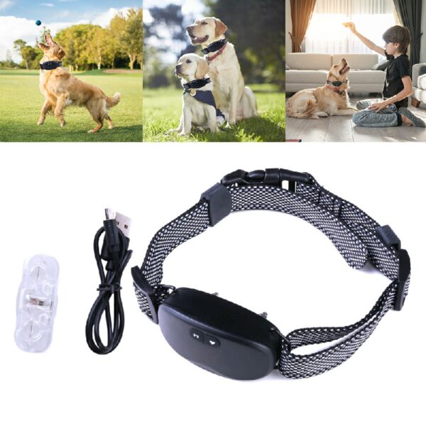 Dog Pet Training Collar Rechargeable Waterproof Electric Shock Anti Bark Collar - Black - Image 2