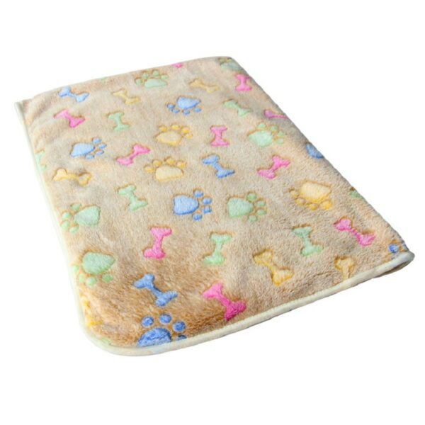 76x52cm Warm Pet Mat Bone Print Cat Dog Puppy Fleece Soft Blanket Bed Cushion Cover - Brown