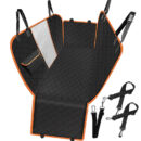 Dog Car Seat Cover Heavy Duty 600D Waterproof Pet Mat Rear Back Seat Hammock - Black + Orange