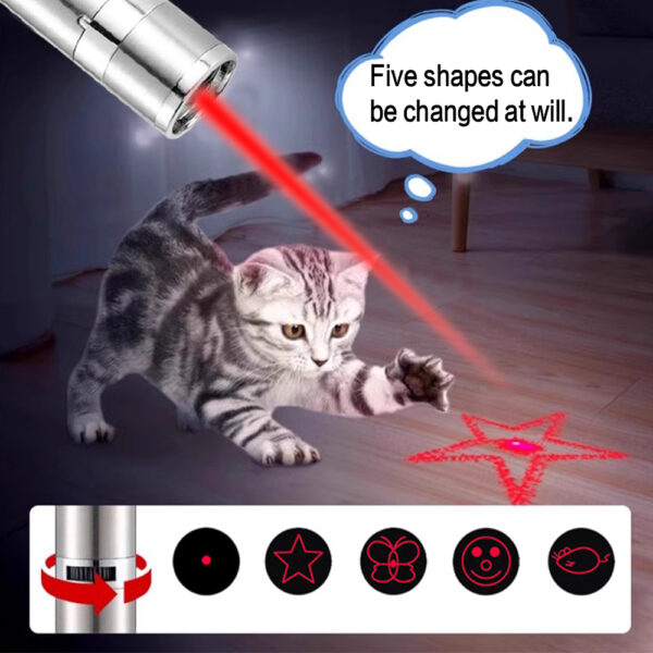 5 in 1 Cat Laser Pointer Pen Toy USB Rechargeable Mini Torch Red Beam Light - Image 2
