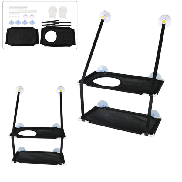 Cat Window Hammocks Sunny Seat Window Cat Perches Mounted Cat Bed with Suction Cups - Black Double Layers - Image 4