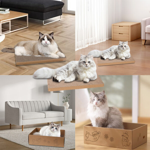 5PCS Cat Scratching Board Reversible Cat Cardboard Refill Pad Corrugated Scratch Bed for Indoor Kitty - Image 3