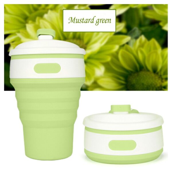 Collapsible Silicone Telescopic Water Bottle Foldable Portable Leakproof Cup - Green - Image 2