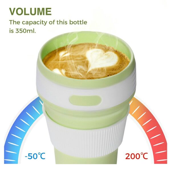 Collapsible Silicone Telescopic Water Bottle Foldable Portable Leakproof Cup - Green - Image 3