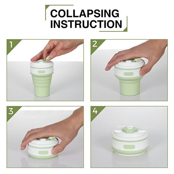 Collapsible Silicone Telescopic Water Bottle Foldable Portable Leakproof Cup - Green - Image 6