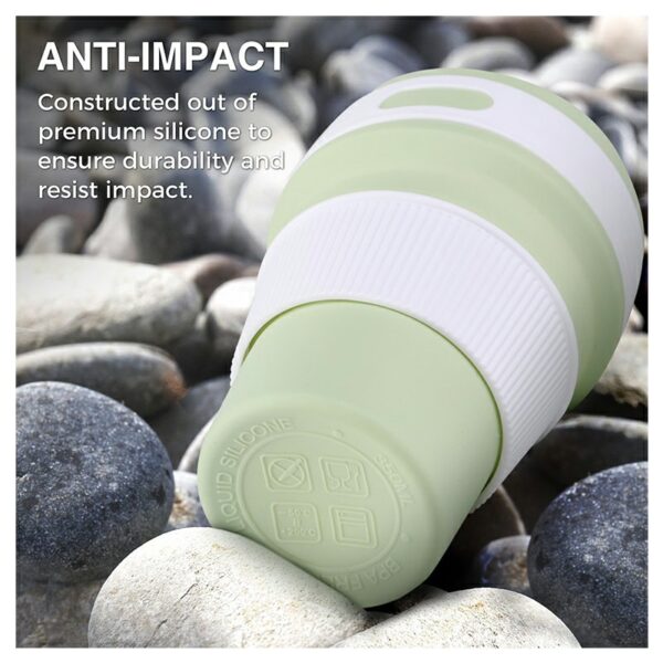 Collapsible Silicone Telescopic Water Bottle Foldable Portable Leakproof Cup - Green - Image 7